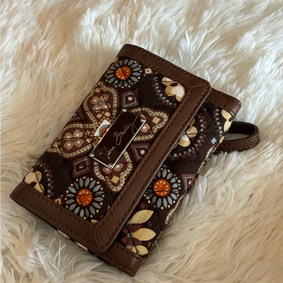 Vera Bradley Brown and Orange Floral Wallet - Picture 4 of 5